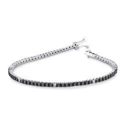 Tennisarmband Weißgold 18k mit schwarzen und weißen Diamanten 0,02 ct