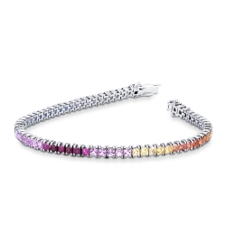 Tennisarmband Weißgold mit Saphiren Rainbow Kollektion