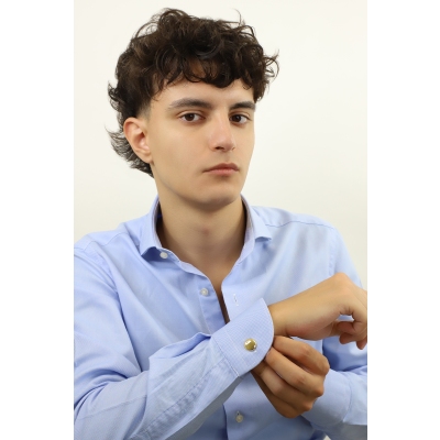 Glänzende runde Manschettenknöpfe aus Gelbgold 18k