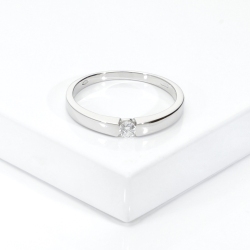 Solitärring Spannfassung Weißgold mit 0.10 kt Diamant