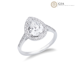 Ring mit Diamant Tropfenschliff 1.50kt IGI aus Weißgold 18K