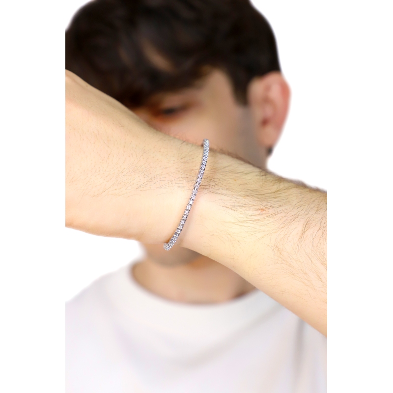 18K Weißgold Diamant elastisches Tennisarmband  18K Weißgold Diamant elastisches Tennisarmband