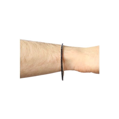 Weißgold elastisches Tennisarmband schwarzen Diamanten