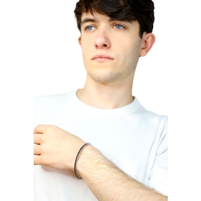 Tennisarmband Weißgold 18k elastisch mit schwarzen Diamanten