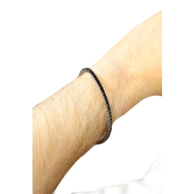 Tennisarmband Weißgold 18k elastisch mit schwarzen Diamanten