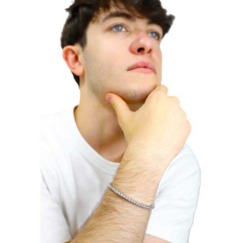 Elastisches Tennisarmband Weißgold 18k mit Diamanten 