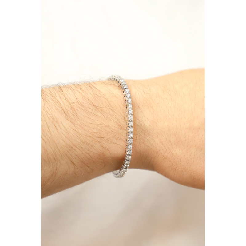 Elastisches Tennisarmband Weißgold 18k mit Diamanten 