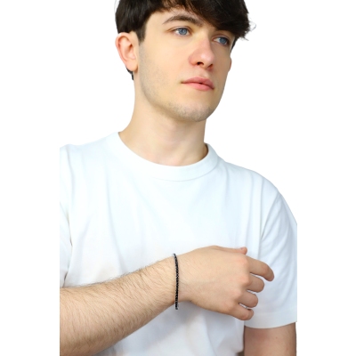 Weißgold 750 elastisches Tennisarmband mit schwarzen Diamanten