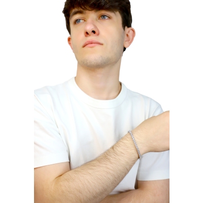 Elastisches Tennisarmband mit Diamanten Weißgold 750 