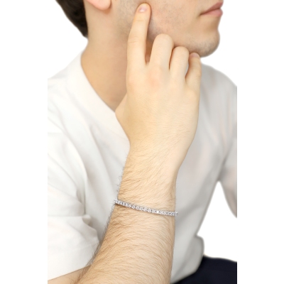 Elastisches Tennisarmband mit Diamanten Weißgold 750 