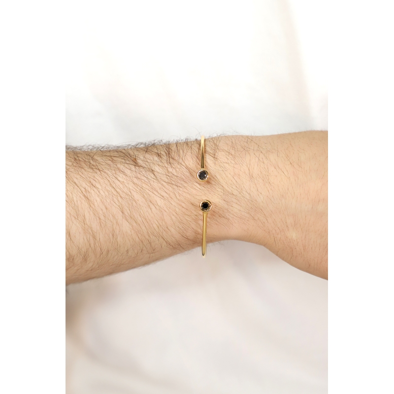 Armreif aus Roségold 750 mit zwei schwarzen Diamanten