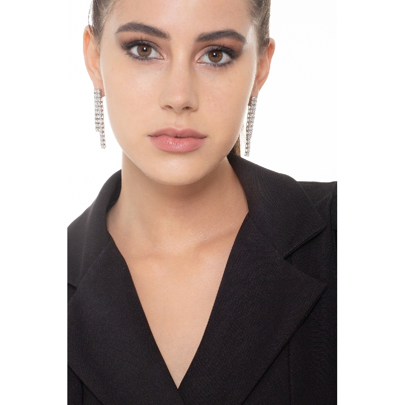 18K Weißgold Ohrhänger rhodiniert mit Diamanten