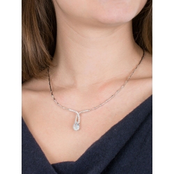 Halsreif aus Weißgold 750 mit Diamanten und Aquamarinanhänger 2