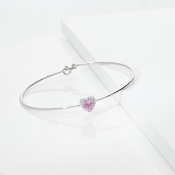 Weißgold Armreif mit Herz aus rosa Saphir und Diamanten 2