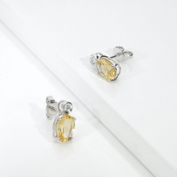 Citrin Ohrstecker mit Diamanten Weißgold 750 2