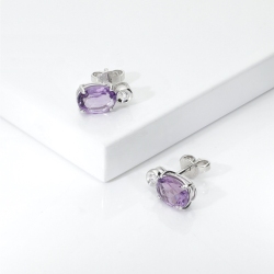 Amethyst Ohrstecker mit Diamanten Weißgold 2