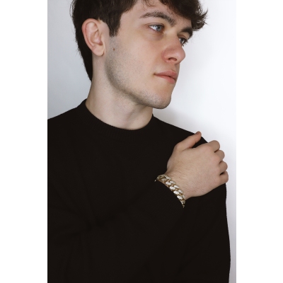 Iced Out Herrenarmband aus Gelbgold 750 mit Zirkonia