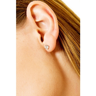 Runde Diamant-Ohrstecker aus Weißgold 750 für Damen 