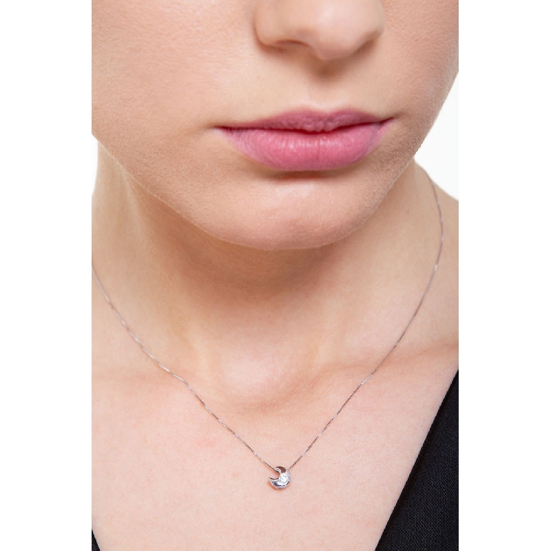 Weißgold Kette Damen mit Designer Diamant-Anhänger Weißgold Kette Damen mit Designer Diamant-Anhänger