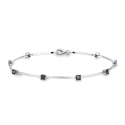 Weißgold Herrenarmband 18K mit acht schwarzen Diamanten