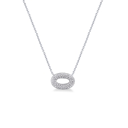 Damenkette Weißgold 18K mit ovalem Anhänger aus Diamanten