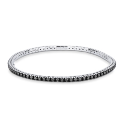 750er Weißgold elastisches Tennisarmband schwarzen Diamanten