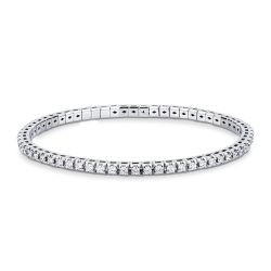 18K Weißgold elastisches Tennisarmband Diamanten