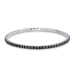 Weißgold elastisches Tennisarmband schwarzen Diamanten