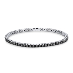 Tennisarmband Weißgold 18k elastisch mit schwarzen Diamanten