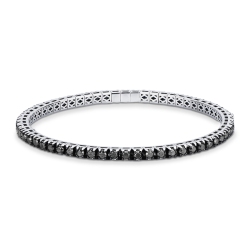 Weißgold 750 elastisches Tennisarmband mit schwarzen Diamanten