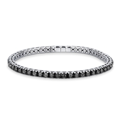 Elastisches Tennisarmband schwarze Diamanten Weißgold 18K