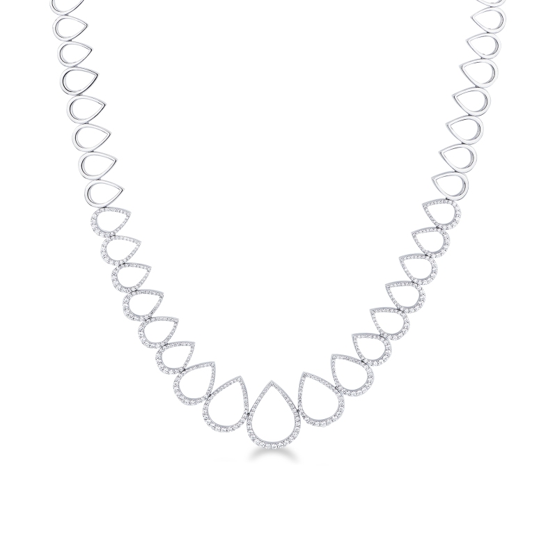 Design Collier aus Weißgold 750 mit Tropfen aus Diamanten Design Collier aus Weißgold 750 mit Tropfen aus Diamanten