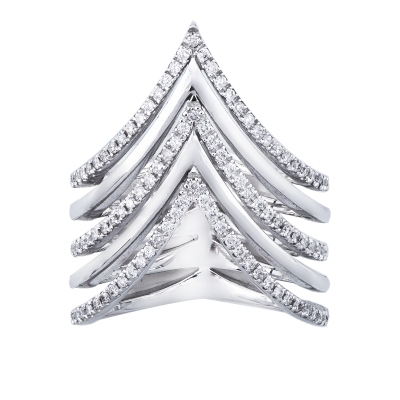 Designer Ring Bandring Weißgold mit Diamanten