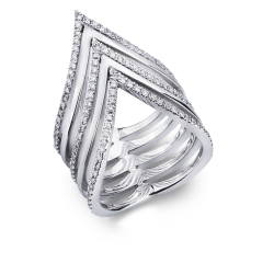 Designer Ring Bandring Weißgold mit Diamanten