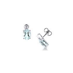 Ohrstecker Weißgold mit Aquamarin und Diamanten
