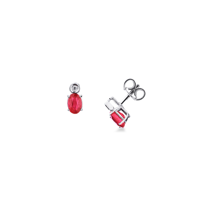 Ohrstecker Weißgold 750 mit Rubinen und Diamanten Ohrstecker Weißgold 750 mit Rubinen und Diamanten