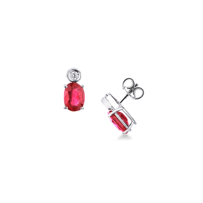 Rubin Ohrstecker mit Diamanten 750er Weißgold Rubin Ohrstecker mit Diamanten 750er Weißgold