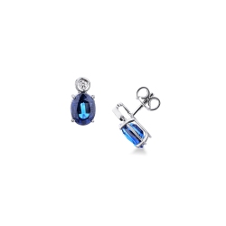 Saphir blau Ohrstecker mit Diamanten Weissgold
