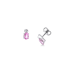 Weissgold 18K Ohrstecker mit Saphir rosa und Diamanten