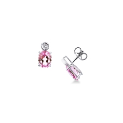 Rosa Saphir Weißgold Ohrstecker mit Diamanten