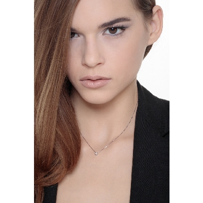 750 Weißgold Kette Damen mit Diamant-Anhänger