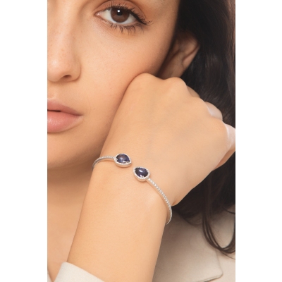 Armreif mit Saphiren und Diamanten aus Weißgold 750