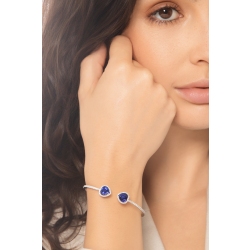 Weißgold Armreif mit blauen Saphiren und Diamanten 2