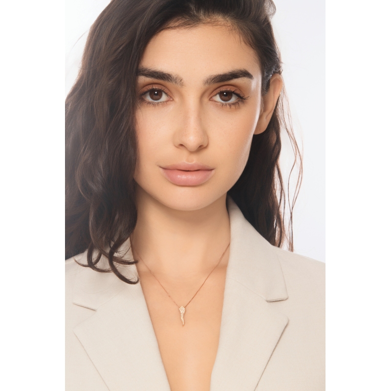 Roségold 18K Halskette mit Diamant-Hornanhänger 