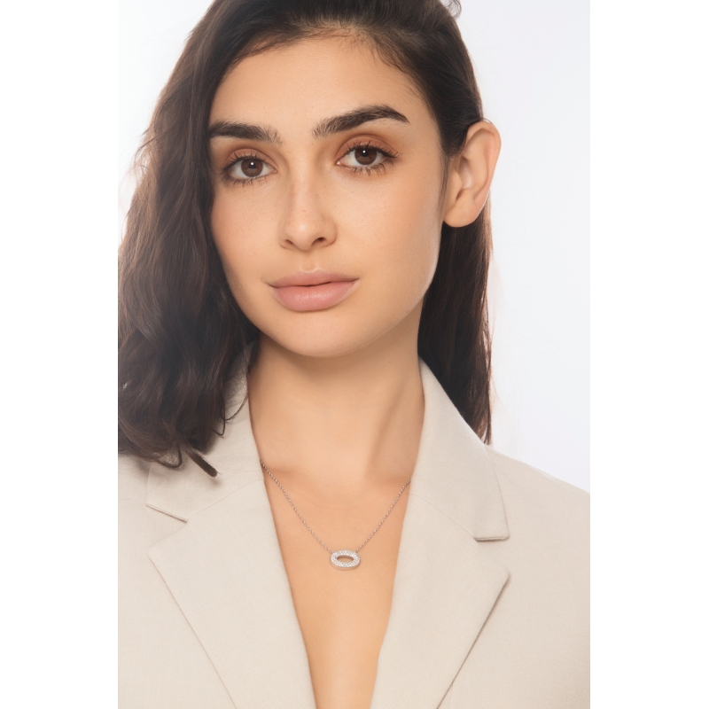 Damenkette Weißgold 18K mit ovalem Anhänger aus Diamanten Damenkette Weißgold 18K mit ovalem Anhänger aus Diamanten