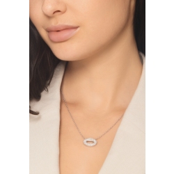 Damenkette Weißgold 18K mit ovalem Anhänger aus Diamanten 2