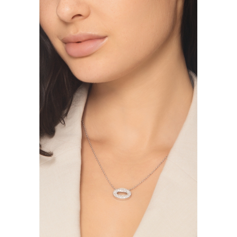 Damenkette Weißgold 18K mit ovalem Anhänger aus Diamanten Damenkette Weißgold 18K mit ovalem Anhänger aus Diamanten