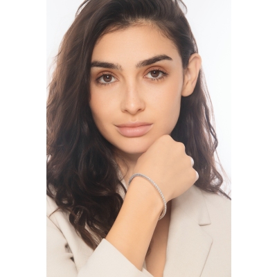 18K Weißgold elastisches Tennisarmband Diamanten