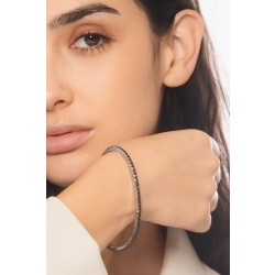 Weißgold elastisches Tennisarmband schwarzen Diamanten 2