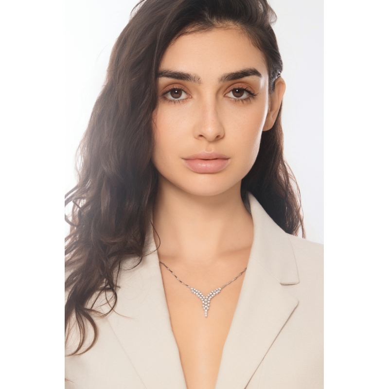 Halbstarre Damenkette Weißgold 750 mit Diamanten